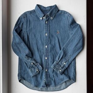 Boys Size 7 Polo by Ralph Lauren Indigo Denim Button-Down Shirt